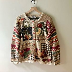 VINTAGE Fall Themed Knitted Cardigan